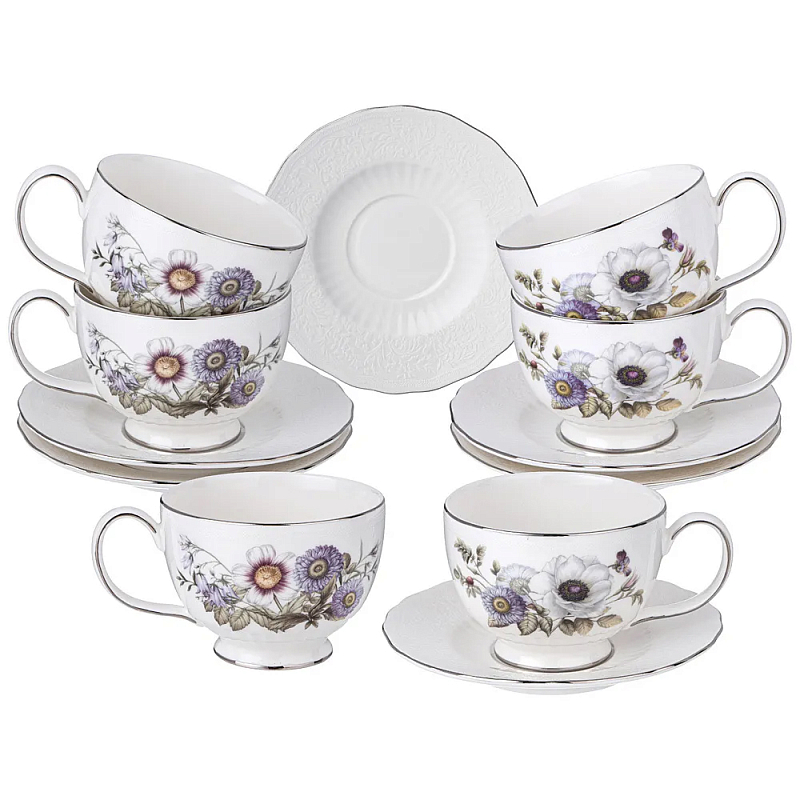 Чайный набор из фарфора с рисунком цветов 280 мл Garden Whisper Porcelain Set Белый Мульти Чайный набор из фарфора с рисунком цветов 280 мл Garden Whisper Porcelain Set Белый Мульти в Кирове | Loft Concept