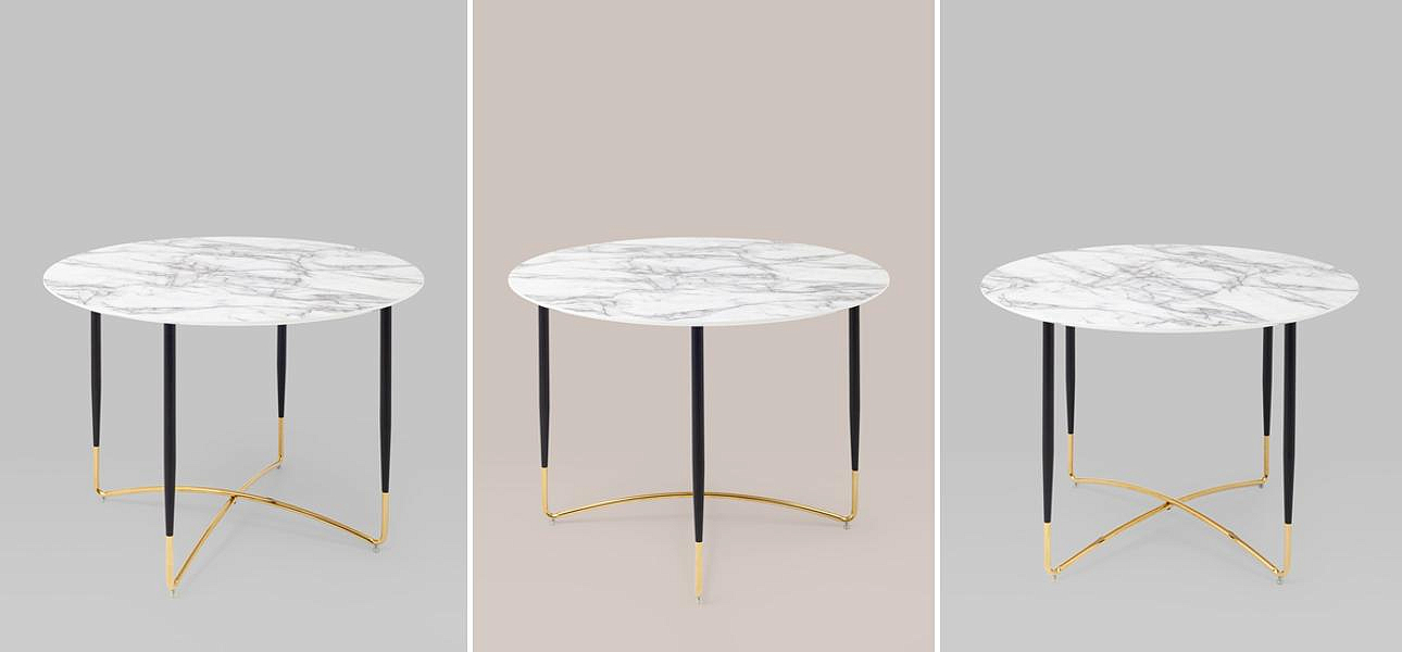 Стол обеденный круглый Garland Collection столешница белый мрамор Стол обеденный круглый Garland Collection столешница белый мрамор - Loft-Concept в Кирове