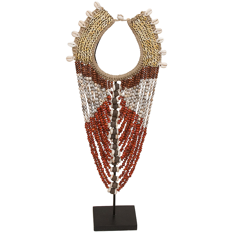 Этническое длинное ожерелье из бус и ракушек Aboriginal Long Necklace Red Beige Бежевый Красный Коричневый Этническое длинное ожерелье из бус и ракушек Aboriginal Long Necklace Red Beige Бежевый Красный Коричневый в Кирове | Loft Concept