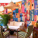 Обои ручная роспись в стиле Арт-деко Jazz Original colourway on painted silk with embroidery варинант исполнения - 1 | Loft Concept в Кирове