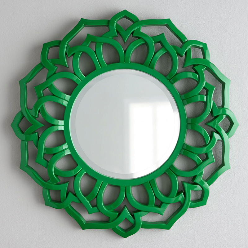 Зеркало круглое в ажурной зеленой раме Green Floral Pattern Зеленый Зеркало круглое в ажурной зеленой раме Green Floral Pattern Зеленый в Кирове | Loft Concept