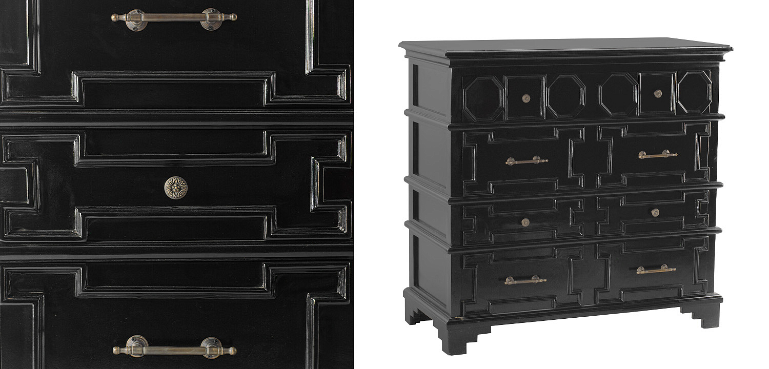 Комод с 4-мя ящиками Chest Beaux Art Черный Комод с 4-мя ящиками Chest Beaux Art Черный - Loft-Concept в Кирове