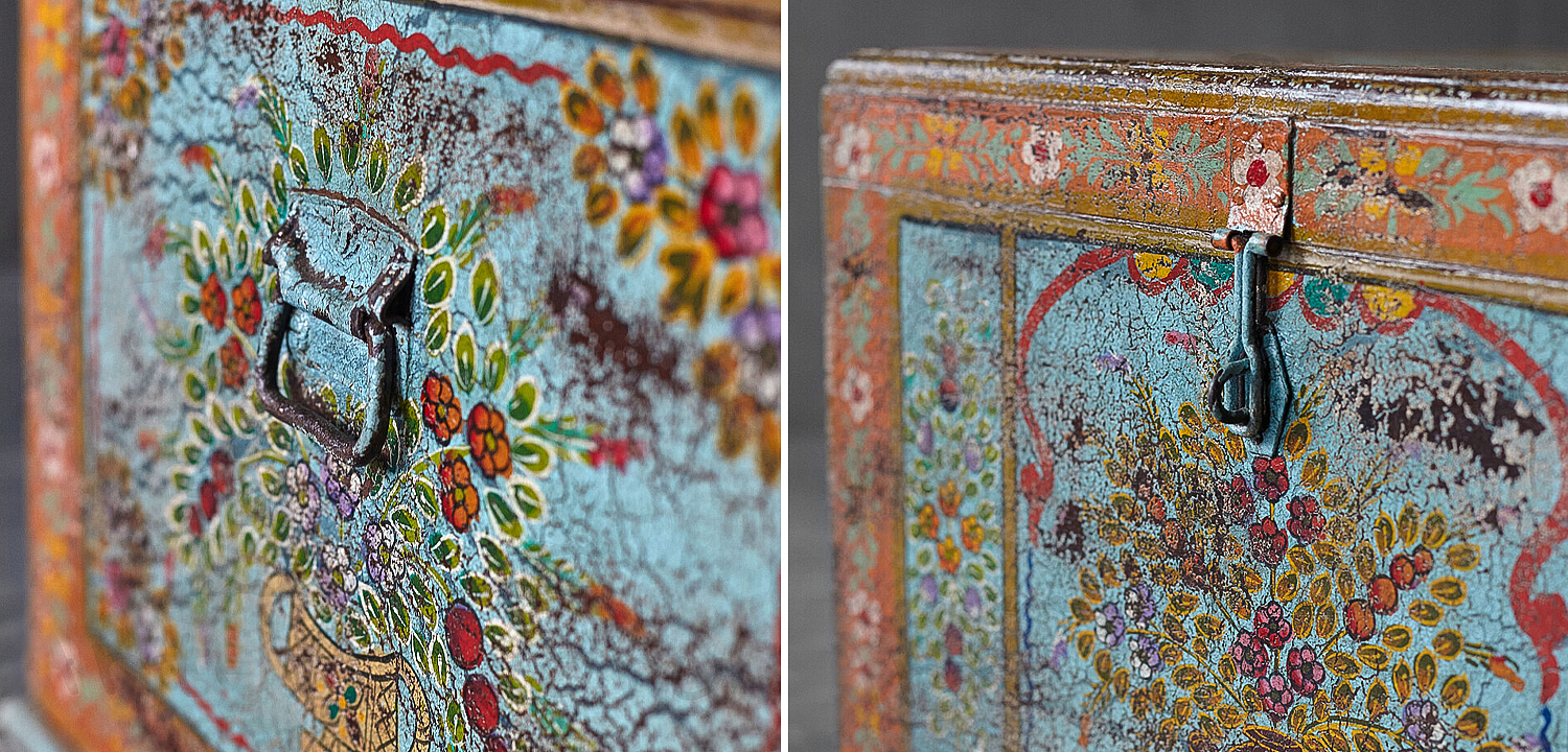 Сундук ручная роспись Harsh Antique Indian Painted Chest Сундук ручная роспись Harsh Antique Indian Painted Chest - Loft-Concept в Кирове