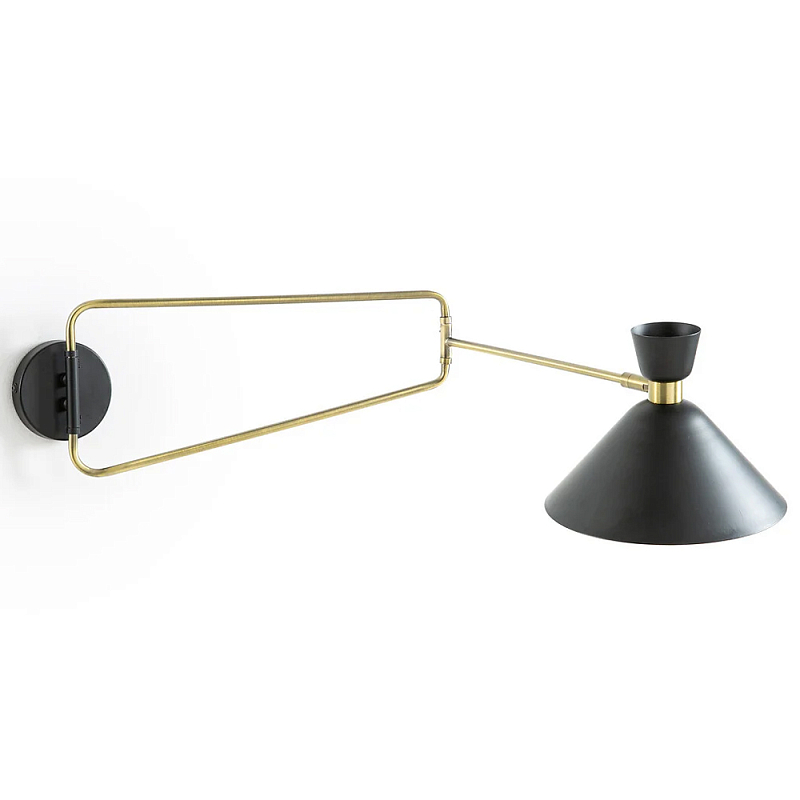 Бра на шарнире Davy Wall Lamp Черный Винтажная латунь Бра на шарнире Davy Wall Lamp Черный Винтажная латунь в Кирове | Loft Concept
