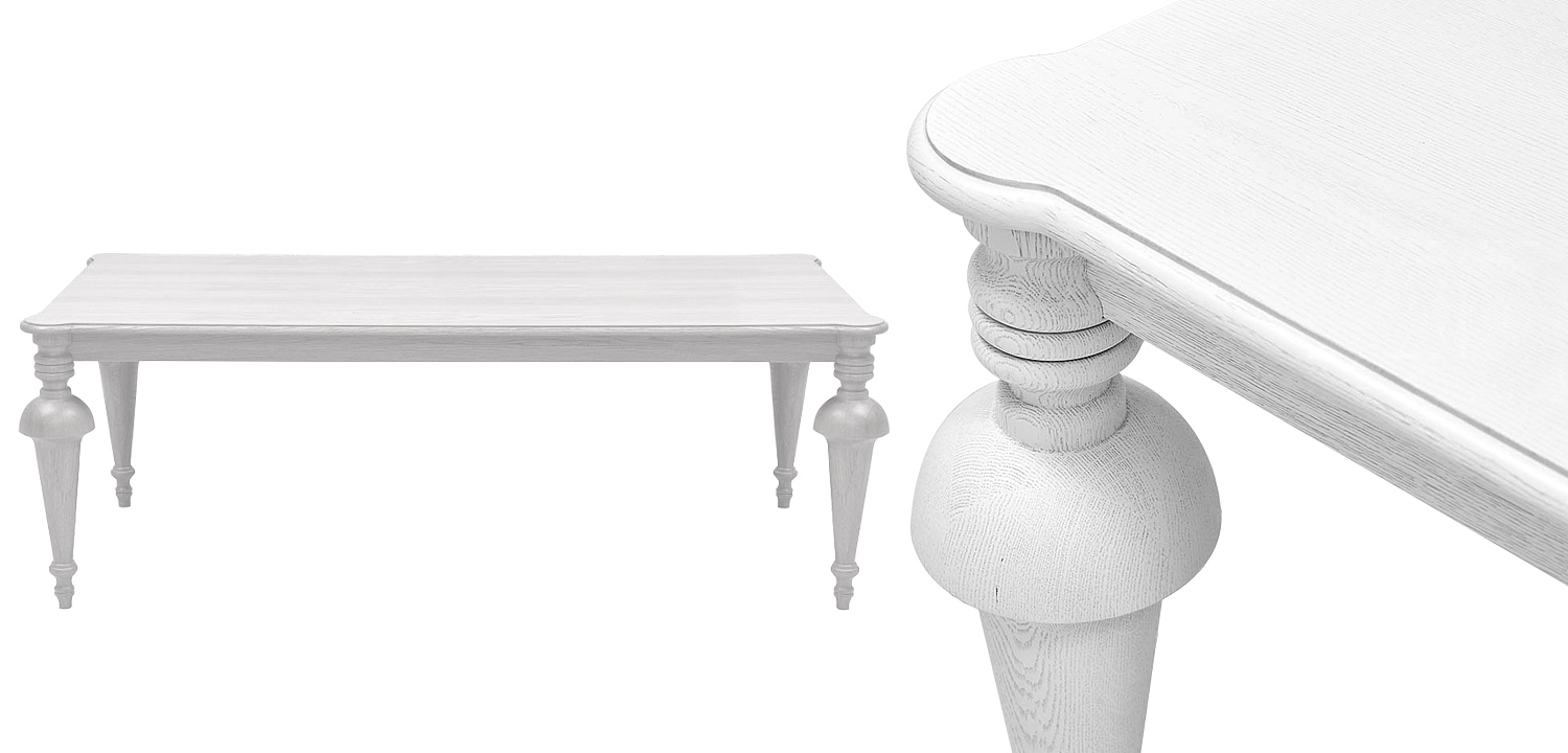 Обеденный деревянный стол Kelise White Dinner Table Белый Обеденный деревянный стол Kelise White Dinner Table Белый - Loft-Concept в Кирове