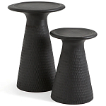 Круглый приставной столик из массива манго Piero Black Side Table варинант исполнения - 3 | Loft Concept в Кирове