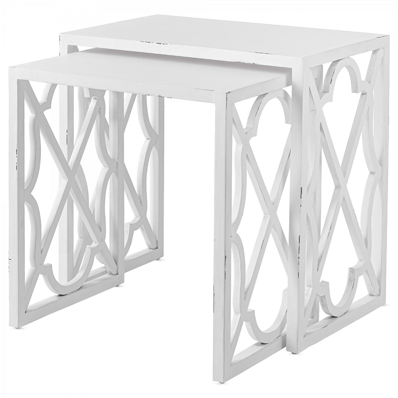 Комплект столиков Tommy Bahama Stovell Ferry Nesting Tables Белый винтажная патина Комплект столиков Tommy Bahama Stovell Ferry Nesting Tables Белый винтажная патина в Кирове | Loft Concept