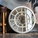 Зеркало настенное в белой металлической раме в виде часов Mirror Tower Clock варинант исполнения - 4 | Loft Concept в Кирове