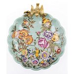 Блюдо из голубого фарфора с бронзовой птичкой Blue Garden варинант исполнения - 2 | Loft Concept в Кирове