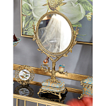 Зеркало с бронзовой подставкой в виде дерева и фарфоровыми птичками на голубом основании Eden Garden варинант исполнения - 4 | Loft Concept в Кирове