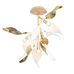 Люстра потолочная с белыми матовыми и золотыми глянцевыми листьями Wintery flovers варинант исполнения - 2 | Loft Concept в Кирове