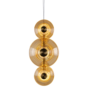 Подвесной светильник светодиодный со стеклянными плафонами янтарного цвета в форме дисков Savio Glass Disc