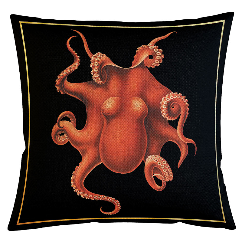 Декоративная подушка Red Octopus Бежевый Черный Красный Декоративная подушка Red Octopus Бежевый Черный Красный в Кирове | Loft Concept