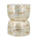 Приставной столик с мозаичным рисунком из раковин устриц Bone Inlay варинант исполнения - 2 | Loft Concept в Кирове