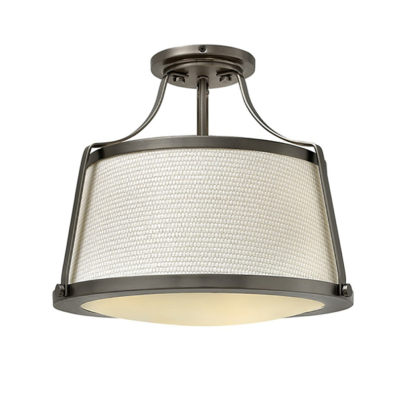 Потолочный светильник со светлым текстильным абажуром Hinkley Латунь Белый Никель в Кирове | Loft Concept 