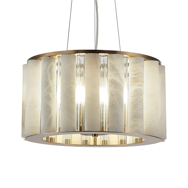 Люстра с абажуром из стекла и премиального алебастра Ravishment Прозрачный Белый Бронза в Кирове | Loft Concept 