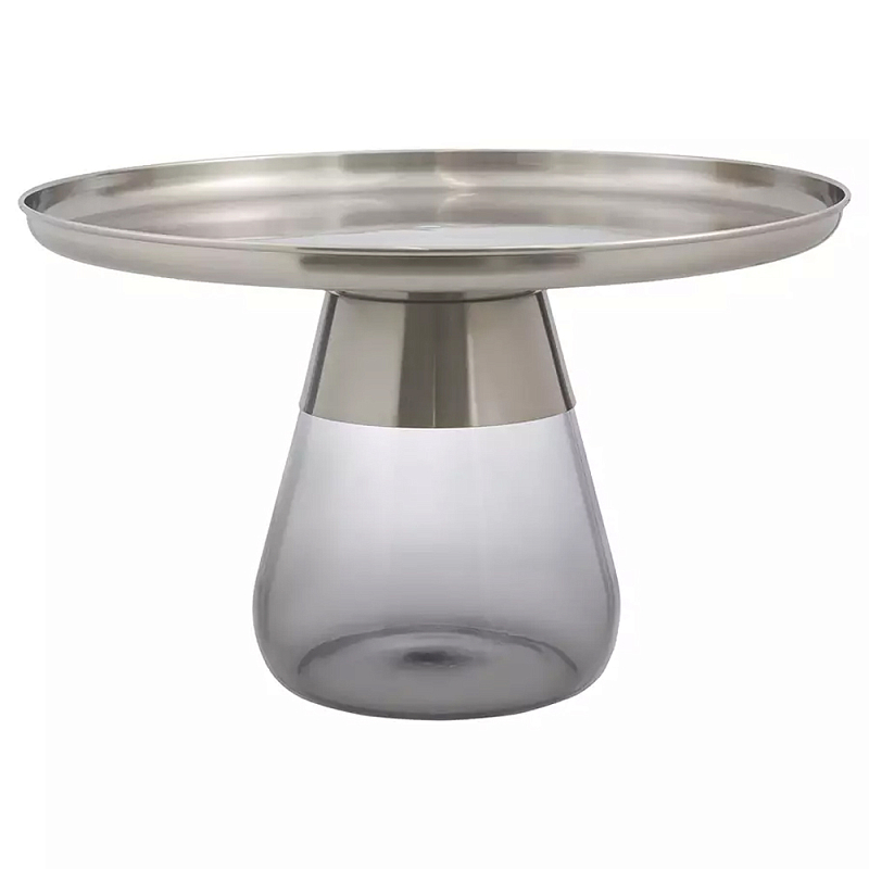 Кофейный столик с основанием из закаленного стекла Classic Round Gray Table Серый Хром Кофейный столик с основанием из закаленного стекла Classic Round Gray Table Серый Хром в Кирове | Loft Concept