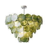 Люстра из зеленых стеклянных дисков с перламутровым эффектом Green Glowing Glaze варинант исполнения - 1 | Loft Concept в Кирове