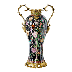 Ваза из фарфора черная с цветочной росписью и бронзовыми элементами Spring Garden варинант исполнения - 1 | Loft Concept в Кирове