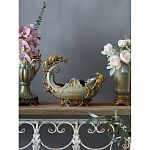 Чаша голубого цвета с оранментом и и бронзовыми фигурами леопардов Eden Garden варинант исполнения - 5 | Loft Concept в Кирове