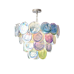 Люстра с каскадом из круглых разноцветных стеклянных дисков Mother of Pearl Iridescence варинант исполнения - 4 | Loft Concept в Кирове