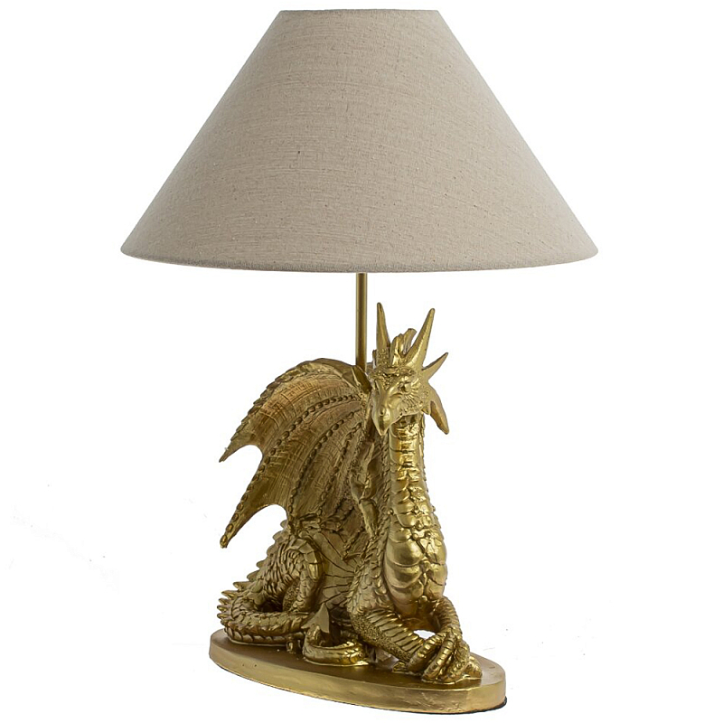 Настольная лампа с абажуром Дракон Golden Dragon Lamp Beige Золотой Бежевый Настольная лампа с абажуром Дракон Golden Dragon Lamp Beige Золотой Бежевый в Кирове | Loft Concept