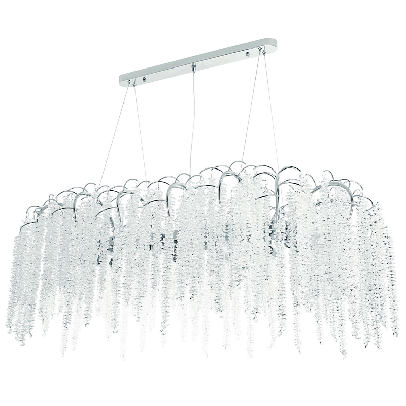 Линейная люстра с хрустальными подвесками Bunch of Crystal Berries Linear Chandelier 16 Серебряный Прозрачный Линейная люстра с хрустальными подвесками Bunch of Crystal Berries Linear Chandelier 16 Серебряный Прозрачный в Кирове | Loft Concept