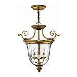 Люстра подвесная цвета латунь с прозрачным стеклянным плафоном и тремя лампами в классическом стиле на цепи Hinkley варинант исполнения - 2 | Loft Concept в Кирове