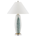 Настольная лампа овальная с тропическим принтом Stylized Aalm Leaves Motif варинант исполнения - 4 | Loft Concept в Кирове