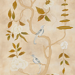 Обои ручная роспись Gustavian Tree of Life Special Colourway on Edo custom white painted silk варинант исполнения - 2 | Loft Concept в Кирове