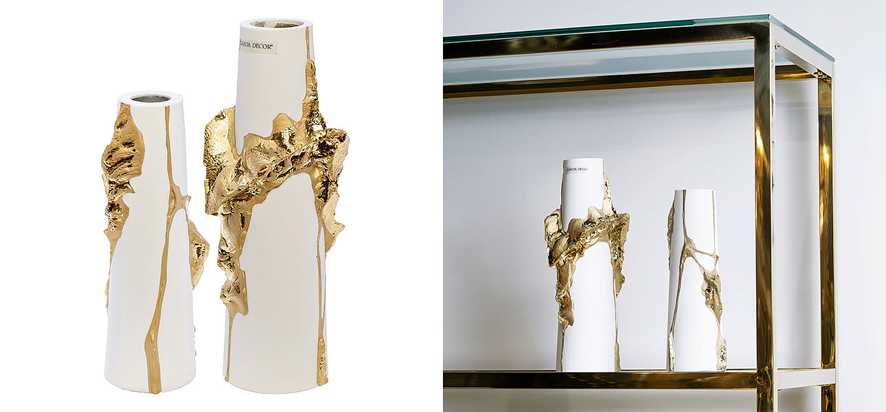 Ваза Rhea white with gold 30 Ваза Rhea white with gold 30 - Loft-Concept в Кирове