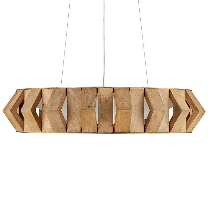 Люстра круглая из толстых деревянных реек Wooden Slats Коричневый в Кирове | Loft Concept 
