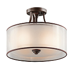 Потолочный светильник с двойным цилиндрическим плафоном из белого стекла и прозрачной органзы Kichler варинант исполнения - 1 | Loft Concept в Кирове