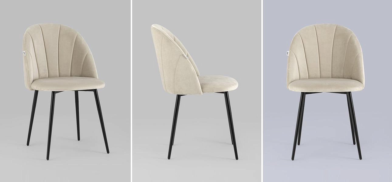 Стул Balsari S Chair Молочный Велюр Черные ножки Стул Balsari S Chair Молочный Велюр Черные ножки - Loft-Concept в Кирове