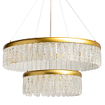 Люстра двухъярусная с золотого цвета и прозрачными подвесками Pettico варинант исполнения - 1 | Loft Concept в Кирове