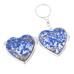 Зеркало брелок складное двухстороннее в форме сердца из натурального камня Лазурит Stone Mirrors варинант исполнения - 2 | Loft Concept в Кирове