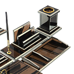 Настольный письменный набор с часами из природного камня обсидиана Team leader варинант исполнения - 4 | Loft Concept в Кирове