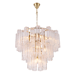 Люстра круглая многоярусная с прозрачными подвесками из стекла Hexagon Tube Light варинант исполнения - 3 | Loft Concept в Кирове