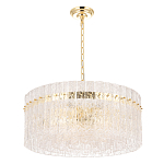 Люстра подвесная круглая с прозрачными рельефными стеклянными вставками и золотым основанием Textured Glass Chandelier варинант исполнения - 2 | Loft Concept в Кирове