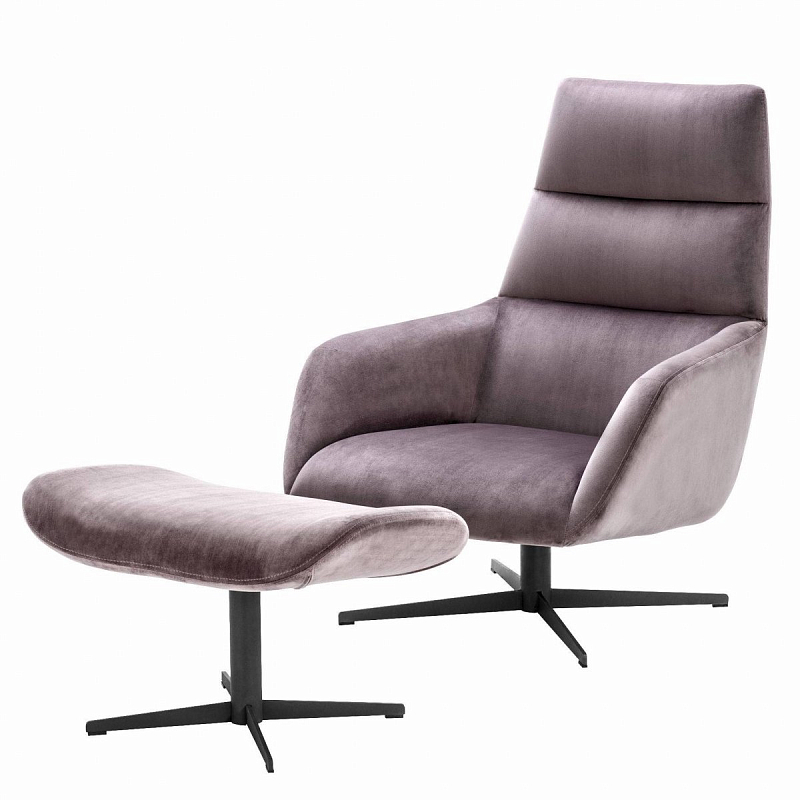 Кресло Eichholtz Swivel Chair & Ottoman Nautilus Черный Сиреневый Кресло Eichholtz Swivel Chair & Ottoman Nautilus Черный Сиреневый в Кирове | Loft Concept