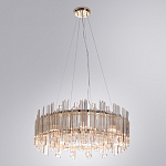 Люстра подвесная круглая с прозрачными хрустальными трубками и золотистым каркасом Диаметр 60 см Hexagon Tube Light варинант исполнения - 2 | Loft Concept в Кирове