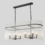 Люстра подвесная овальная со стеклянными прозрачными трубками и металлическим каркасом черного цвета Nembus варинант исполнения - 3 | Loft Concept в Кирове