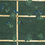 Обои ручная роспись Morning Glory Original colourway on Edo Green painted Xuan paper варинант исполнения - 1 | Loft Concept в Кирове