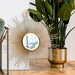 Зеркало-солнце круглое в раме из металла с золотыми с лучами Rays of Peace варинант исполнения - 3 | Loft Concept в Кирове