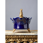 Чаша темно-синего цвета из фарфора с бронзовыми фигурками белок Eden Garden porcelain and bronze варинант исполнения - 3 | Loft Concept в Кирове