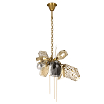 Люстра подвесная со стеклянными плафонами из дымчатого и золотистого с тремя вертикальными подвесками Gilded Mirage  варинант исполнения - 2 | Loft Concept в Кирове