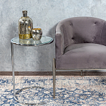 Приставной столик на серебристом основании с столешницей из стекла Noir варинант исполнения - 4 | Loft Concept в Кирове