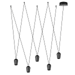 Подвесной светильник черными плафонами на длинных пересекающихся тросах Construction варинант исполнения - 2 | Loft Concept в Кирове