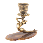Подсвечник бронзовый из натурального камня агат Stone Candlestick варинант исполнения - 1 | Loft Concept в Кирове