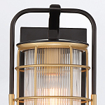 Настенный фонарь цилиндрической формы с рифленым стеклом в золотом каркасе на черном прямоугольном основании Eurofase варинант исполнения - 13 | Loft Concept в Кирове